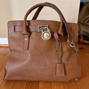 Michael Kors Hamilton Moderne Large Leather Satchel.